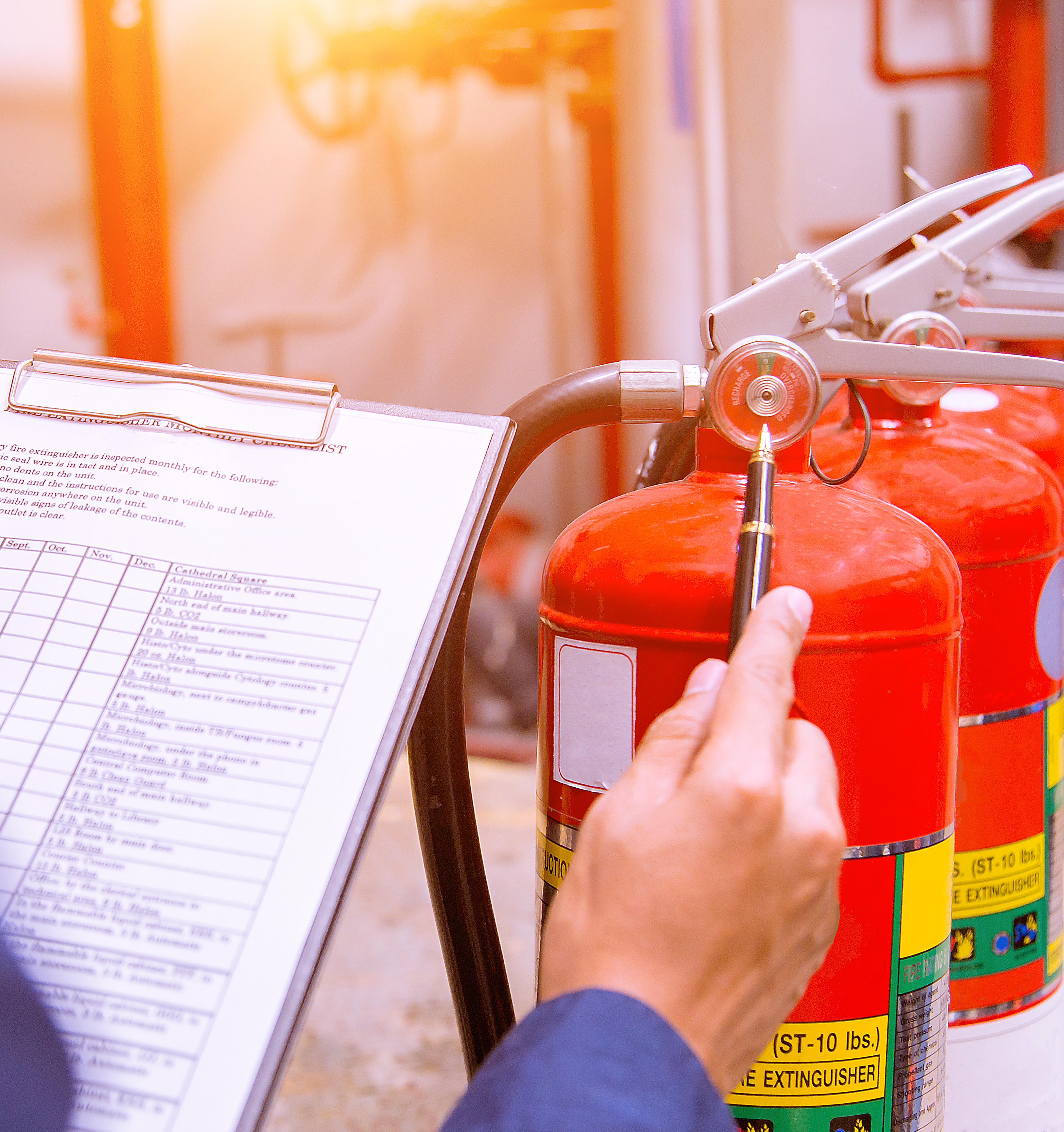 Engineer checking Industrial fire control system,Fire Alarm controller, Fire notifier, Anti fire.System ready In the event of a fire.